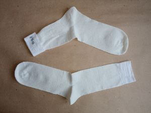 УДЛИНЕННЫЕ + УСИЛЕННЫЕ носки из чистой конопли / конопляные носки. Цвет натуральный (белый / кремовый). Размер 42 - 43