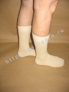 УДЛИНЕННЫЕ + УСИЛЕННЫЕ носки из конопли и хлопка / конопляные носки. Цвет натуральный (белый / кремовый). Размер 38 - 40