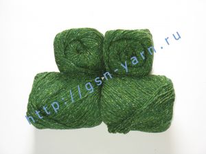 Пряжа 5,5/3. 60% Натуральный шелк (mulberry silk), 40% вискоза. Цвет 07: ярко-зеленый + вкрапления