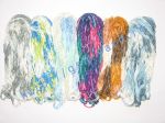 Фантазийная пряжа секционного крашения для ручного вязания, плоская пряжа, ленточная пряжа. 100% Полиэстер. Основные цвета белый, голубой, синий