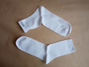 Хлопковый носок в рубчик / спортивный мужской носок. Цвет кипенно-белый. Размер 44 - 45