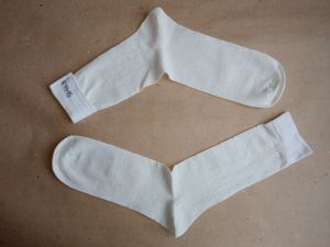 УДЛИНЕННЫЕ + УСИЛЕННЫЕ носки из чистой конопли / конопляные носки. Цвет натуральный (белый / кремовый). Размер 44 - 45