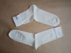УДЛИНЕННЫЕ + УСИЛЕННЫЕ носки из чистой конопли / конопляные носки. Цвет натуральный (белый / кремовый). Размер 39 - 41