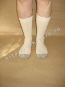 УДЛИНЕННЫЕ + УСИЛЕННЫЕ носки из конопли и хлопка / конопляные носки. Цвет натуральный (белый / кремовый) + серый. Размер 41 - 43