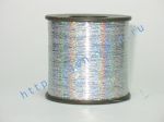 Плоская металлическая нить (метанить / метанит / металлизированная нить / пряжа люрекс), тип M. Цвет голографическое светлое серебро / светло-серебряный