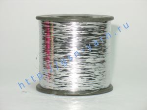 Плоская металлическая нить (метанить / метанит / металлизированная нить / пряжа люрекс), тип M. Цвет серебро / серебряный