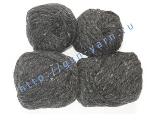 Пряжа "включениями" / пряжа твид / твидовая пряжа / tweed yarn / neps yarn 1,5/2. 100% Шерсть. Цвет черный с включениями / серый