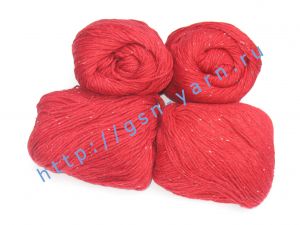 Пряжа "включениями" / пряжа твид / твидовая пряжа / tweed yarn / neps yarn 16/6. 60% Акрил, 40% хлопок. Цвет красный